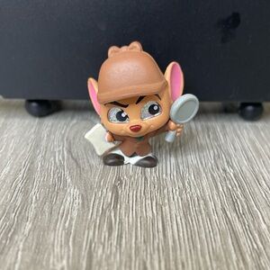 Detective Mouse Figurine Toy in Brown and Pink